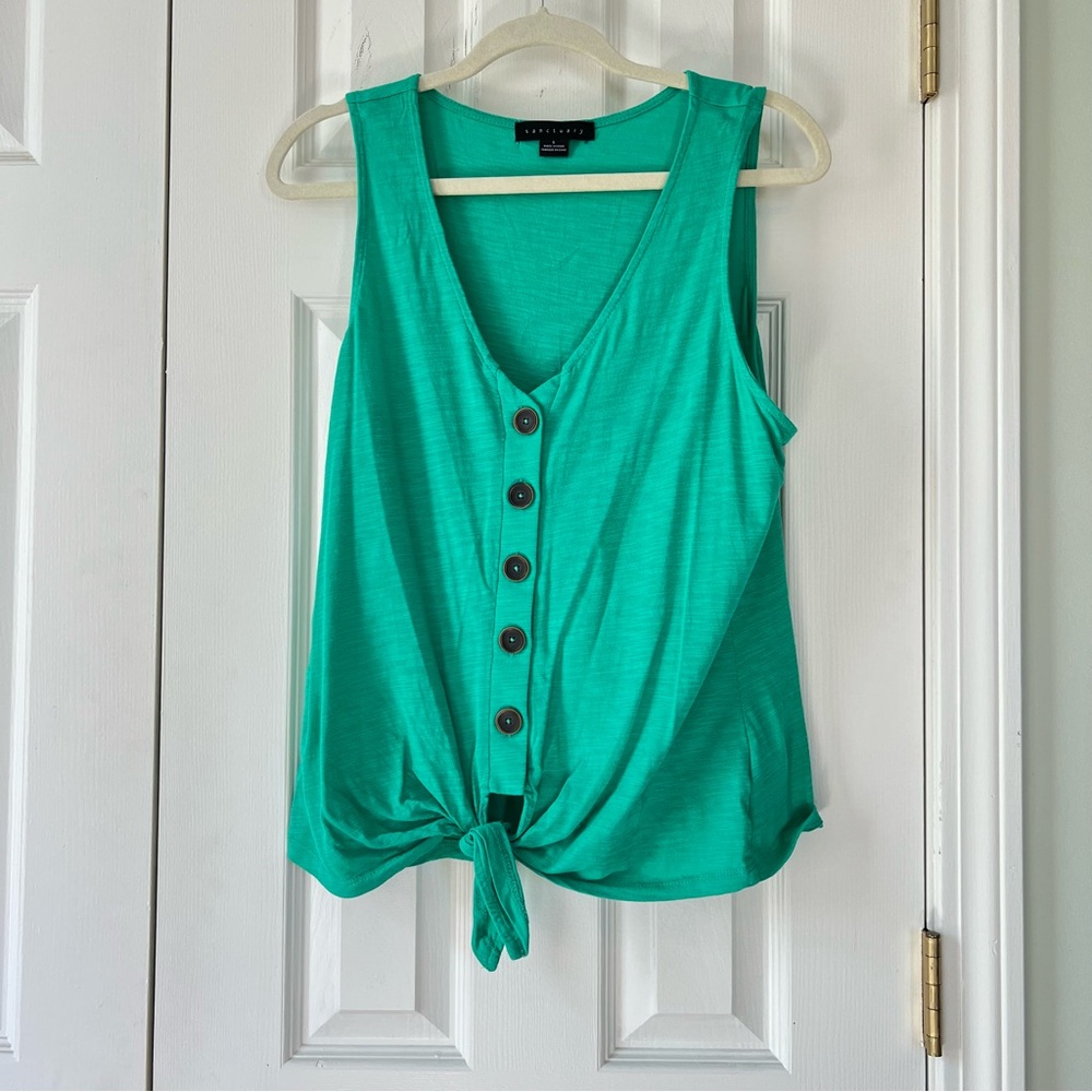 Sanctuary Teal Button-Front Tank Top